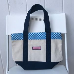 Vineyard Vines Gingham Mini Tote Tide Blue